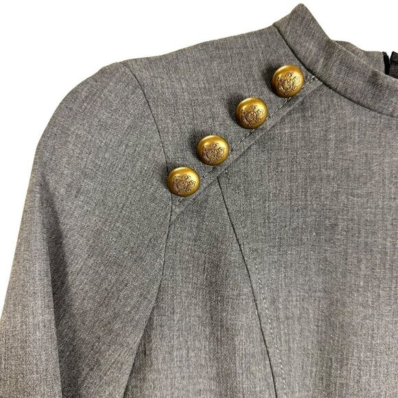 Zara Woman Gray Tweed Pencil Tube Nautical Button Midi Dress Medium‎ - Picture 5 of 15